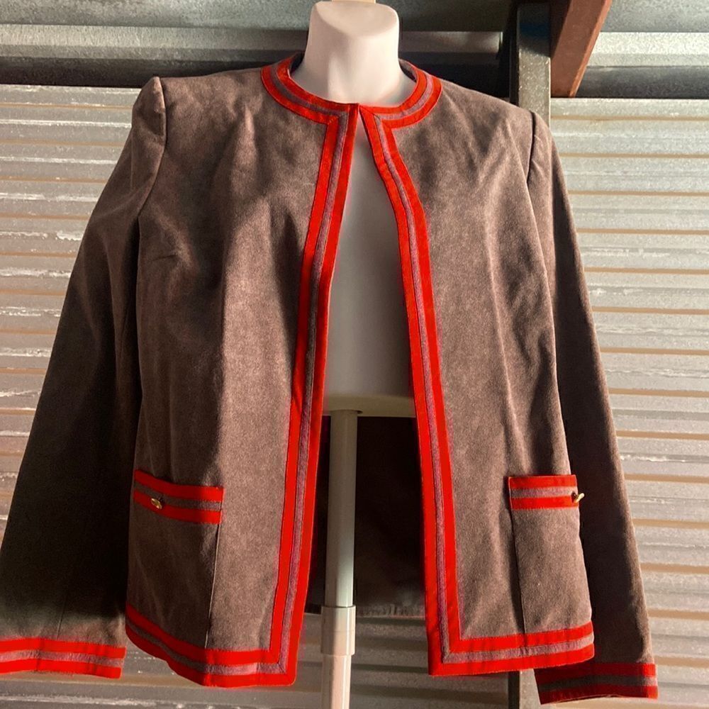 Vintage Union Made Abe Schrader Suede Two Tone Gray and Red Blazer Size 12